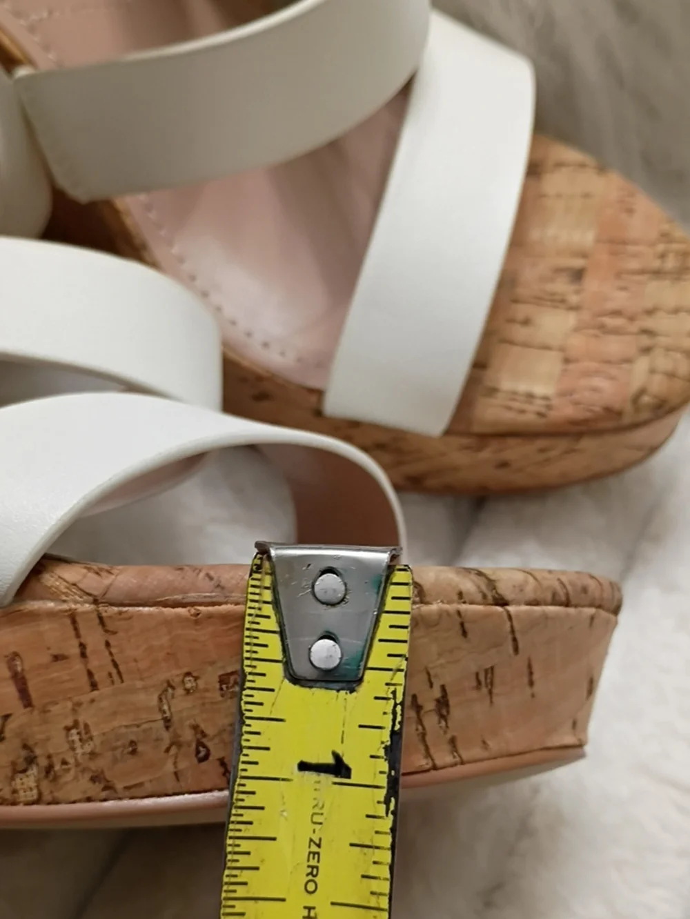 Charles By Charles Stanley Liber White Cork Wedge Sandals with Buckle Strap 7M